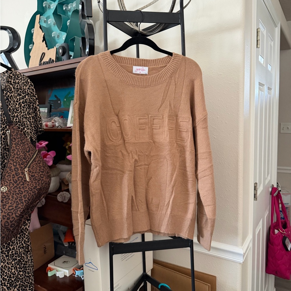 Tan Sweater with Embossed Design
